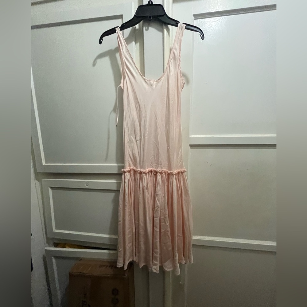 Cabbages & Roses silk pale pink drop waist dress size 10 - Picture 3 of 12